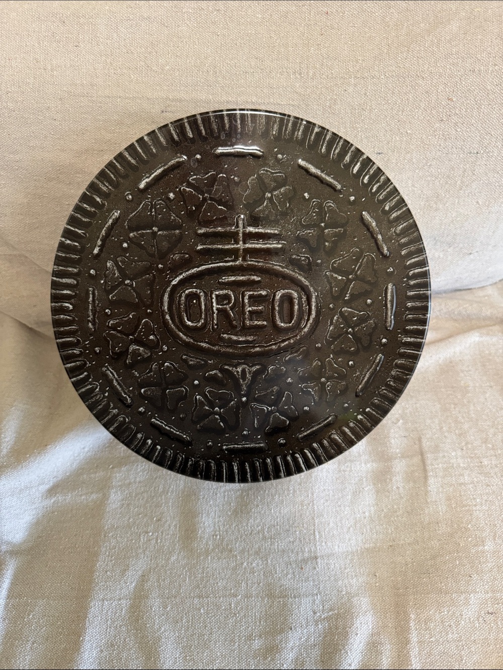 Vintage Oreo Cookie Shaped Metal Tin Storage Canister